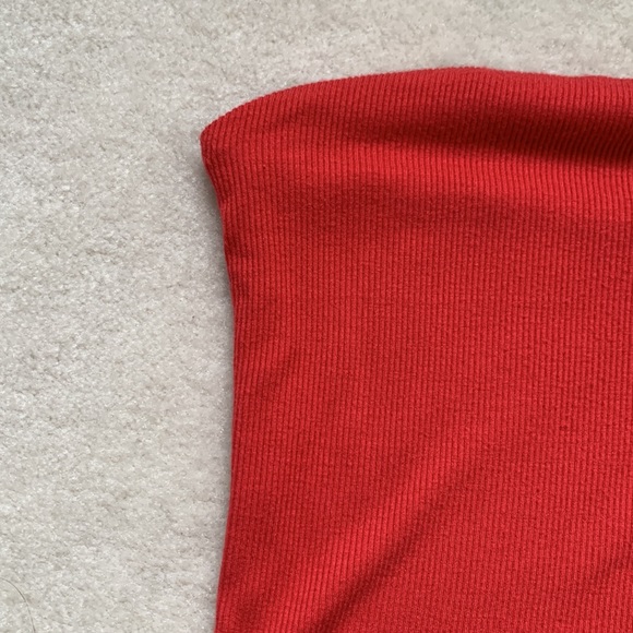 John Galt red ribbed tube cropped top - Picture 3 of 4